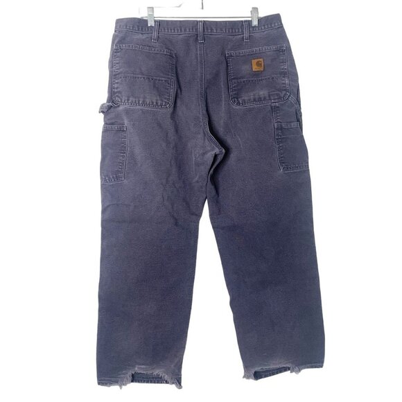 Carhartt Dungaree Fit Carpenter Pants Gray Blue Men's 40 × 32 Work Jeans B11 PTB - Picture 2 of 8